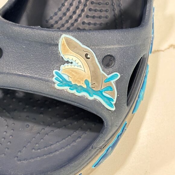 Crocs | FunLab Boys Waterproof Deep Blue Shark Comfort Sandals 206365 - Picture 10 of 13